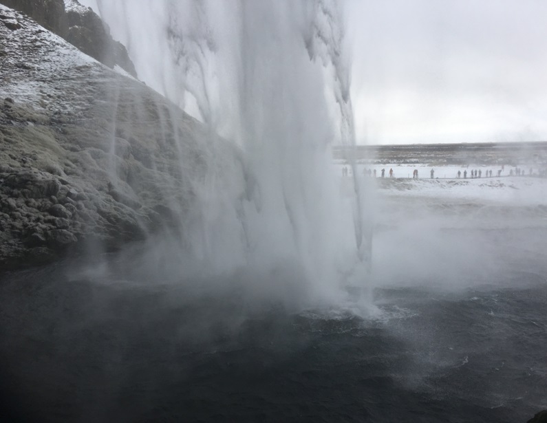 Behind Seljalandsfoss waterfall