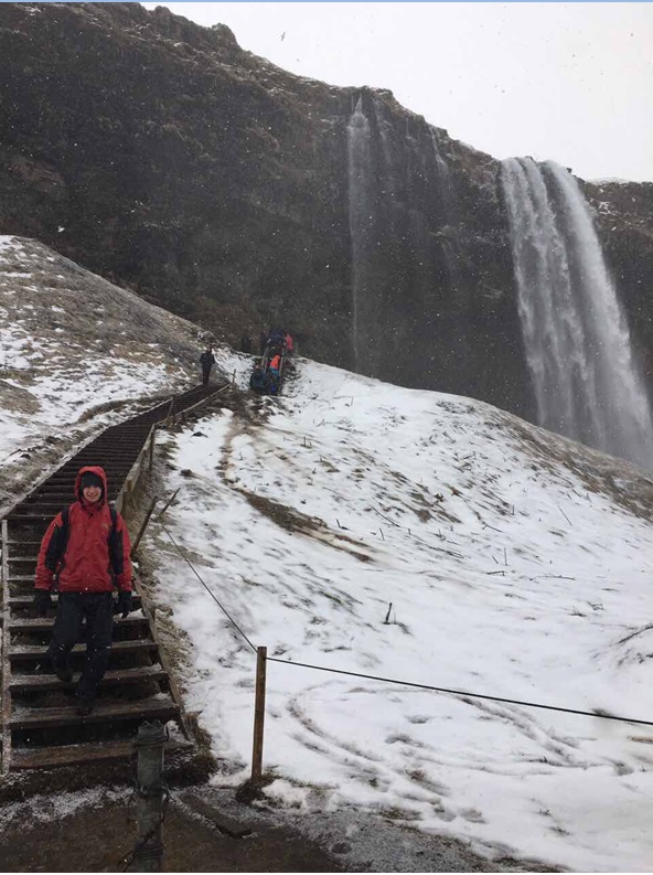 Returning from the path behind Seljalandsfoss waterfall